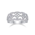 S925 sterling silver ring with hollow flower patterns and sparkling pavé moissanite - US Size 7 / Moissanite