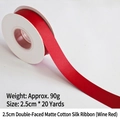 Burgundy matte cotton ribbon 2.5cm wide for gift wrapping and floral bouquets - Double-sided Matte Cotton / 2.5cm Wide * 20 Yards / Burgundy
