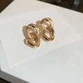 Minimalist gold chain link earrings on a white display card featuring a metallic luster - Gold (Silver Earring Post)