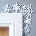 Décoration de coin de porte Noël avec flocons de neige blancs sur cadre blanc - Style Flocon de Neige 3D Blanc (20cm)