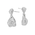 Unregelmäßige Lava-Textur S925 Sterlingsilber Ohrstecker mit funkelnden Zirkonia-Steinen - 925er Silber / Weißgold