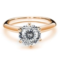 Classic six-prong rose gold S925 silver engagement ring with round moissanite stone - US 5 / White 100-Facet Cut