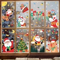 Merry Christmas window stickers set with Santa, reindeer and snowflakes for festive decor - 8-Sheet Set XC059-XC070 Mix