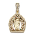 Colgante Virgen María chapado en oro 14K con circonitas de colores en acabado dorado - CX116-3