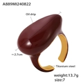 Ring Größe 7 mit burgunderrotem Tropfen-Design aus 18K vergoldetem Titanstahl - Größe 7 Verstellbar / Goldfarbe Weinrot Emaille