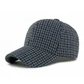 Houndstooth baseball cap in blue and grey wool-like fabric with structured crown - One Size (55-59cm) / Blue