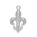 Silver fleur-de-lis pendant made of stainless steel with beaded edge texture - Steel 560# Fleur-de-lis / 13*22.5mm