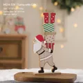 Adorno navideño de Papá Noel de madera con cajas de regalo para decoración de mesa - Papá Noel con bolsa de regalos