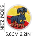 Detailed view of dachshund embroidery patch with 5.6cm size measurement indicators - No. 25
