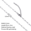 Silver stainless steel paperclip chain necklace, 3.2mm width, 45cm plus 5cm extender - Small Paperclip Chain / Silver