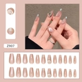 Cat-Eye-Klebenägel mit Strasssteinen in Nude-Pink, Coffin-Form, 24er Set Modell Z907 - Z907 Französisches Katzenauge (Kleber-Stil)