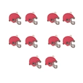 Detailed grid view of ten red American football helmet alloy charms for jewelry making - Red Helmet / 10 Pieces Pack