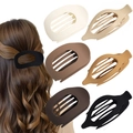 Leopard print hair clips set with oval and fishbone styles in beige, brown and black - 3 Pointed + 3 Matte Oval Clips