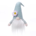 Gnomo de Pascua azul claro con barba blanca y flor en el gorro de punto de lunares - Estilo Gorro Largo (Azul)