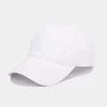 Gros plan d'une casquette de baseball vintage blanche montrant la texture du coton sergé - Réglable / Blanc