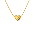 Golden heart-shaped pendant necklace featuring embossed letter Q on a sleek snake chain - Letter Q (Snake Chain)