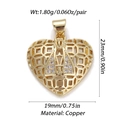 Macro detail of 18K gold plated copper heart pendant with zircon crown and letter A - Dbn149-09 / 18K Gold