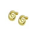 Detailed view of shiny gold puffy G-shaped letter earrings with polished finish - Letter G (DE240728-G)