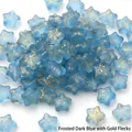 Deep blue frosted star-shaped glass beads with gold glitter for DIY jewelry making - 8mm 10Pcs/Bag / Frosted Electroplated Dark Blue