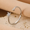 Fashionable silver open ring with star-shaped sparkling cubic zirconia stones - Silver Zirconia Star Open Ring (3825)