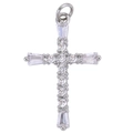Detailansicht eines silbernen Kreuzanhängers mit Zirkonia-Besatz und Mikro-Inlay-Finish - Silber Pave Kreuz (Stil 39)