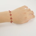 Bracciale bohémien in acciaio inossidabile oro 18K con fiori di cristallo rosso al polso - Bracciale / Rosso Scuro