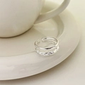 Minimalist double-layered S925 sterling silver open ring with smooth and hammered textures - JZ0071-Double Layer Texture