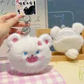 Portachiavi gatto peluche bianco con orecchie rosa e dettaglio chiusura lampo posteriore - Bianco - Stile Borsa per Auricolari