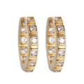 18K gold plated geometric hoop earrings with cubic zirconia in square bezels - Geometric Square Bezel Earrings