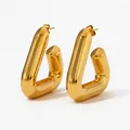 Polished gold hollow triangle geometric earrings in high quality stainless steel - Gold Geometric Triangle Style (KDE1842)
