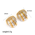 Shell texture stainless steel earrings with gold plating and rhinestones, size 24x26.7mm - Bi-color Zirconia Shell Style (TE60093-M-CZ)