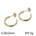 Pendientes de aro retorcidos dorados en forma de C 20x2mm con acabado texturizado - 20x2mm / Dorado