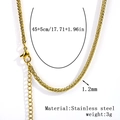 18K gold plated stainless steel 1.2mm wheat chain necklace with 45+5cm length - 1.2mm Wheat Chain - Gold
