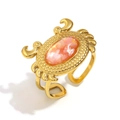 Verstellbarer 18K vergoldeter Krabbenring mit rosa Stein und offenem Design - Krabbe Emaille Muschel Offener Ring (Gold-Rot)
