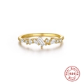 Elegant 925 sterling silver bouquet ring in gold finish with cluster of sparkling diamonds - US 8 / Style 5-Cluster Wave