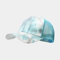 Dettaglio del tessuto tie-dye blu e bianco e del retro in rete traspirante del cappellino - Regolabile / Blu