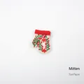 Mini Christmas white wool felt glove with red floral embroidery for holiday decor - Gloves