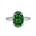 S925 sterling silver ring with oval cut green cubic zirconia in a four-prong setting - US 5 / Green