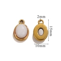 Golden stainless steel oval pendant with white natural stone inlay 15x10mm size - Small-White