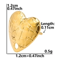 Detail showing dimensions of heart-shaped gold quilted stainless steel earring studs - Heart Shape with Hole (D103) / Gold