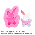 3D rabbit in cart silicone mold for DIY fondant and chocolate cake decoration - 1# Rabbit in Cart / Pink