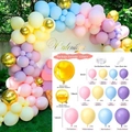 122-piece pastel balloon arch kit with pink yellow blue purple and 4D gold latex balloons - Macaron Multi-color Gold Ball Style (Set 026)