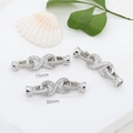 Silver infinity-shaped 18K plated jewelry clasp with white zircon stones, 15mm and 30mm - Small Infinity / Silver