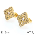 Elegant 10mm golden flower stud earrings with white zircon accents in 2g weight - Earrings (KE110087-KLX)