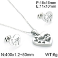 Elegant silver heart hollow necklace and earrings set with delicate cutout mao design - Silver Heart mão Hollow Style (KS132882-KFC)