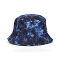 Outdoor tie-dye bucket hat in blue and black cotton fabric with reinforced brim stitching - Blue and Black Tie-dye (#22)
