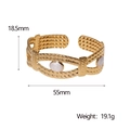 Misure del bracciale a polsino intrecciato dorato con larghezza 18,5 mm e peso 19,1 g - Intarsio Ovale Bianco (SZ113-GW)