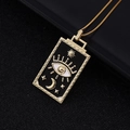 Vintage gold plated tarot pendant necklace with celestial moon and sun motifs - 06-Black Star Moon Eye