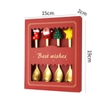 Set cucchiaini natalizi dorati con ciondoli festivi in confezione regalo - Statuette In Acciaio Inossidabile/silicone / 4 Cucchiai/Scatola Rossa / Natale 4 Palline (scatola Rossa)