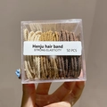 Strong elasticity hair ties in earth tones, set of 50 durable woven rubber bands - Coffee 50 Pcs (Boxed)